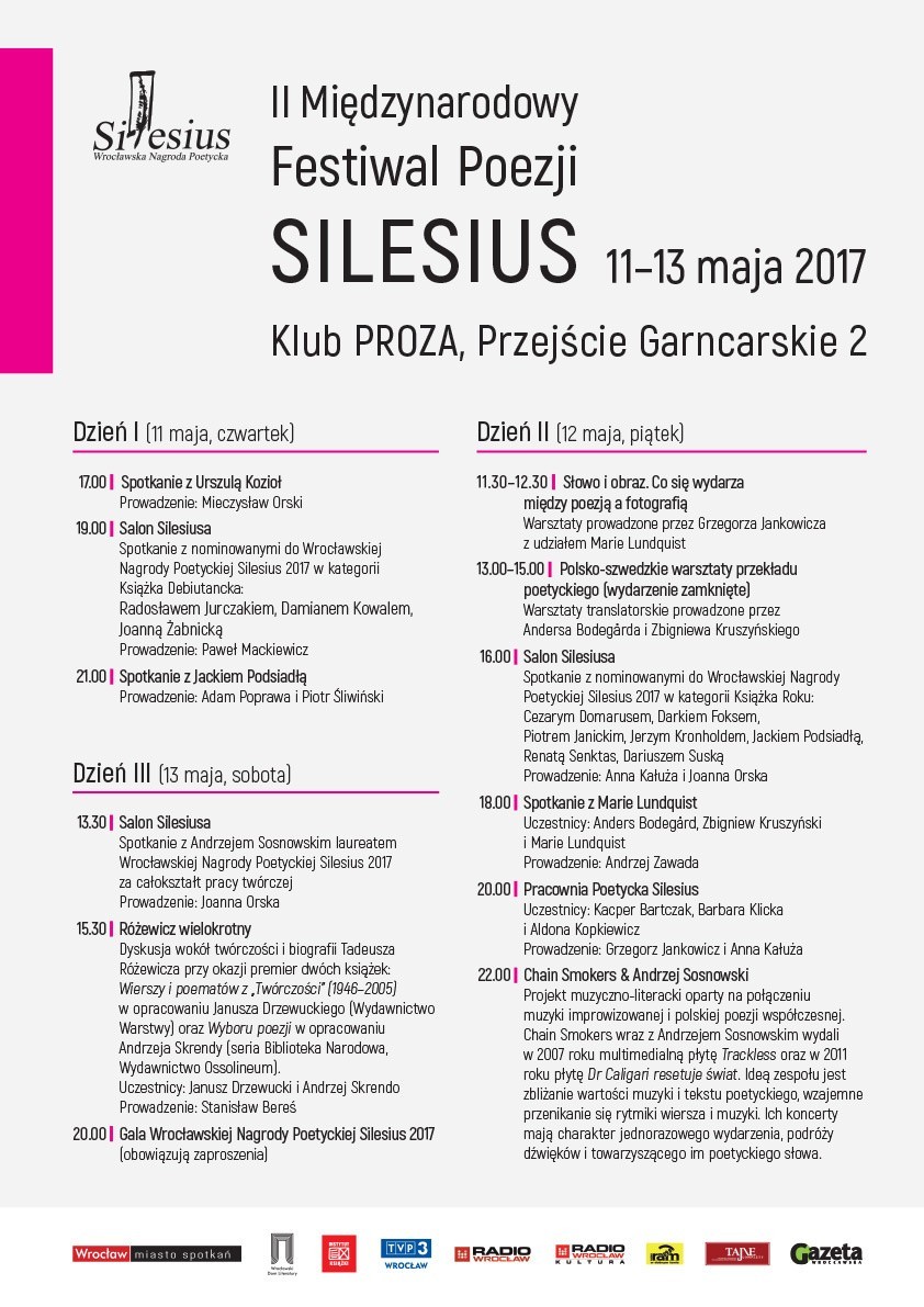 W czwartek rusza II Międzynarodowy Festiwal Poezji Silesius 