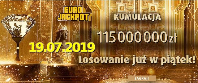 Dziś w losowaniu EuroJackpot do wygrania aż 115 milionów złotych. Sprawdź wyniki losowania EuroJackpot z 19.07.2019