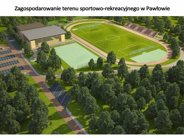 Koncepcja budowy kompleksu sportowego w Pawłowie.