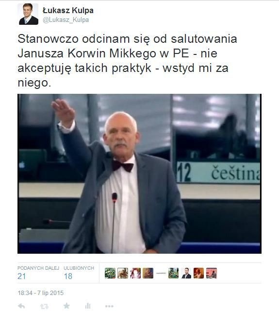 Rzecznik partii wstydzi się za Janusza Korwin Mikkego