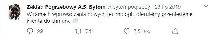 Przykłady tweetów Zakładu Pogrzebowego A.S Bytom...