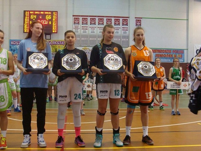 Weronika Papiernik (nr 24 na spodenkach) i Julia Niełacna (13) znalazły się w najlepszej "piątce" turnieju finałowego w Żyrardowie 