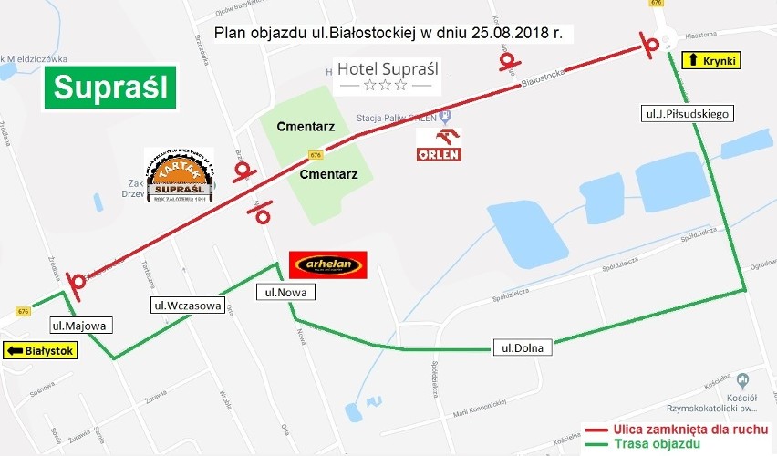 Uwaga kierowcy! Droga Białystok - Supraśl ma być znów nieprzejezdna (mapka) 