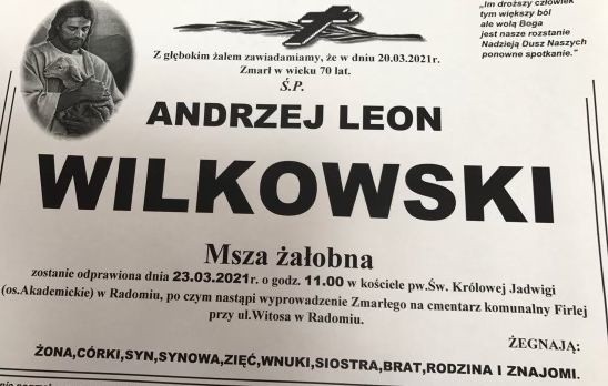 Znamy datę pogrzebu Andrzeja Wilkowskiego z Radomiaka 