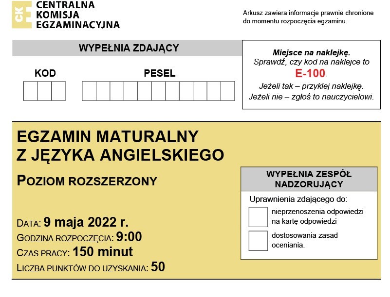 Matura 2022 - język angielski rozszerzony. Co było na maturze? Zadania i odpowiedzi na maturze z angielskiego - arkusz CKE 9.05.2022