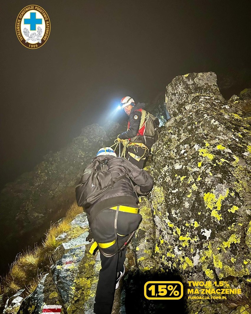 Nocna akcja ratunkowa w Tatrach. W górach utknęło dwóch turystów z Łotwy