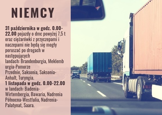 Zakazy ruchu dla ciężarówek we Wszystkich Świętych. 1...