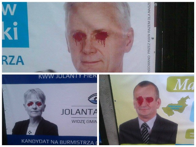 Czerwone oczy trzech z czterech kandydatów na burmistrza Czerska