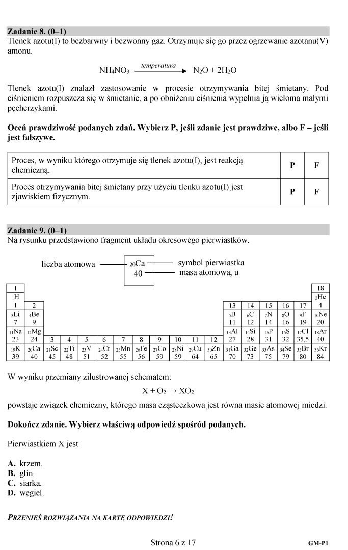 Egzamin gimnazjalny 2018: Przedmioty przyrodnicze...