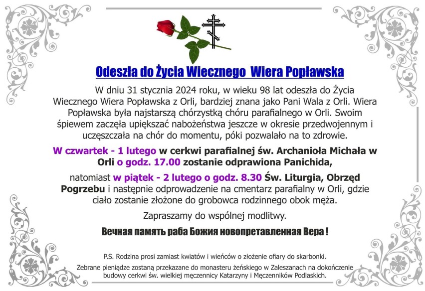 Zmarła Wiera Popławska