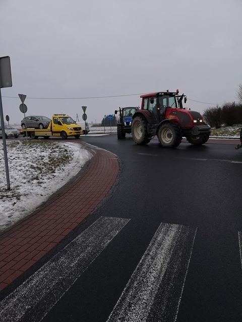 Protest rolników 28 stycznia 2019 r. na rondzie w Lipnicy