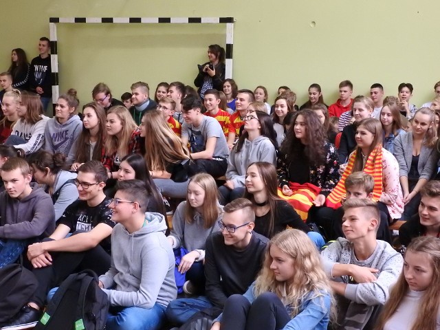 Spotkanie z piłkarzami Jagiellonii w IV LO w Białymstoku.