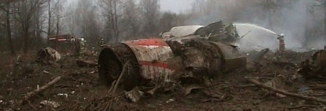 Katastrofa w Smoleńsku. Kadr z materiału emitowanego przez TVP