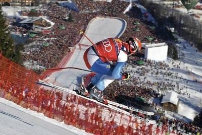 Didier Cuche na Streifie w Kitzbuehel Fot. PAP/EPA/HERBERT NEUBAUER