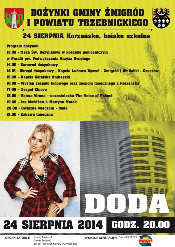 Doda, Myslovitz, Grzeszczak gwiazdami dożynek na Dolnym Śląsku (PROGRAM, DOJAZD)