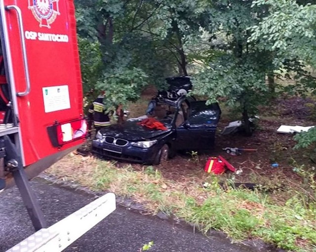 Przed godz. 19 kierowca bmw, na łuku drogi na wysokości miejscowości Marwice, stracił panowanie nad pojazdem, wypadł z drogi uderzył w drzewo.