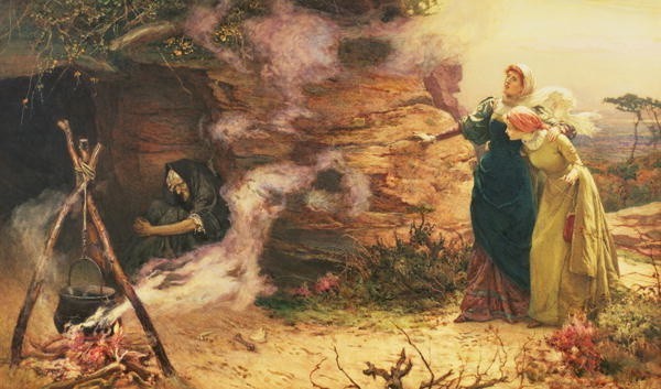"Wizyta u czarownicy" na obrazie Edwarda Brewtnalla (1882 rok)