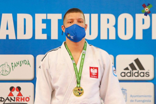 Damian Kubiak z Akademii Judo Poznań w niedzielę stanął na najwyższym podium PE kadetów