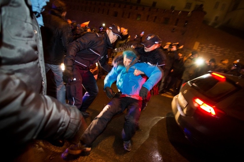 Protestujący blokowali wjazd na Wawel.