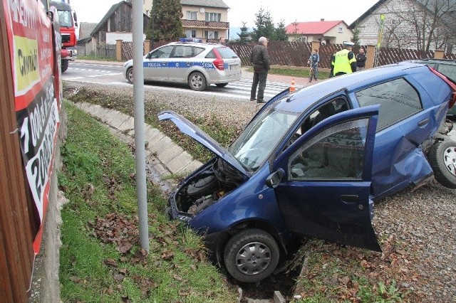 Fiat punto po wypadku w Skorzeszycach.