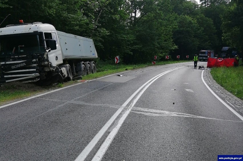 Miejsce zdarzenia drogowego w powiecie olsztyńskim