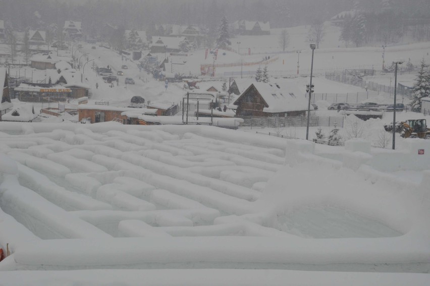 Zakopane. Zrobili gigantyczny śnieżny labirynt i śnieżny zamek [ZDJĘCIA, WIDEO]