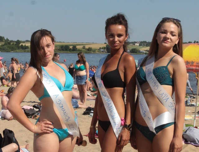 Najpiękniejsze dziewczyny lata znad zalewu w Domaniowie (od lewej): I Wicemiss oraz Miss Publiczności Żaneta Sieradz, Miss Lata Domaniów 2015 Magdalena Chłopecka oraz II Wicemiss Natalia Peruga.