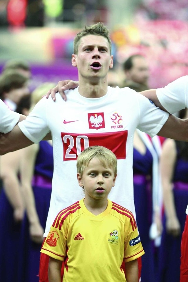 Hubert Orłowski i jeden z jego idoli &#8211; Łukasz Piszczek przed meczem z Grecją.