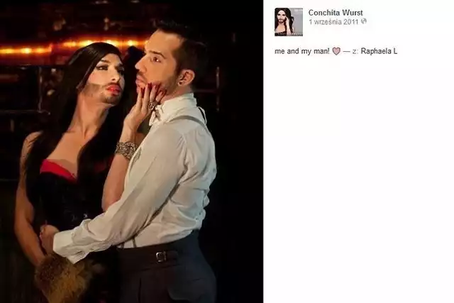 Conchita Wurst ma męża - jest nim Jacques Patriaque, który również zajmuje się sztuką drag queen. (fot. screen Facebook)CZYTAJ TAKŻE: CO CONCHITA WURST SĄDZI O CLEO I PIOSENCE "MY SŁOWIANIE"?