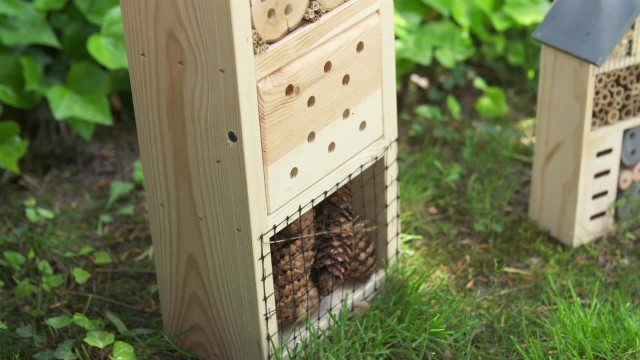 Domek dla owadówDomek dla owadów może być ciekawą dekoracją naszego ogrodu. Pożyteczne owady same go znajdą, jeśli będzie stał w sąsiedztwie kwitnących kwiatów.