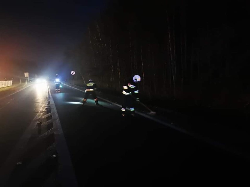 Kolizja w Jamnicy. Strażacy z Grębowa uprzątnęli jezdnię (ZDJĘCIA)