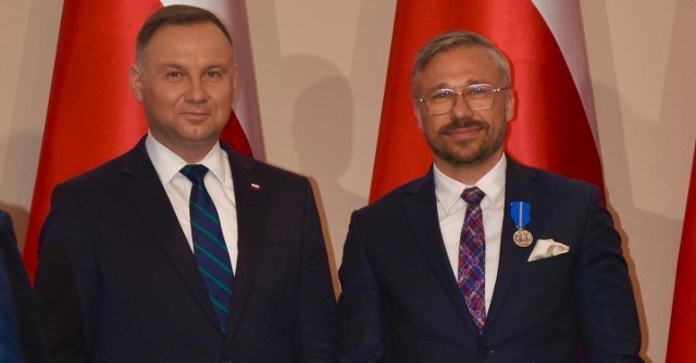 Od lewej: prezydent Andrzej Duda i starosta rypiński Jarosław Sochacki