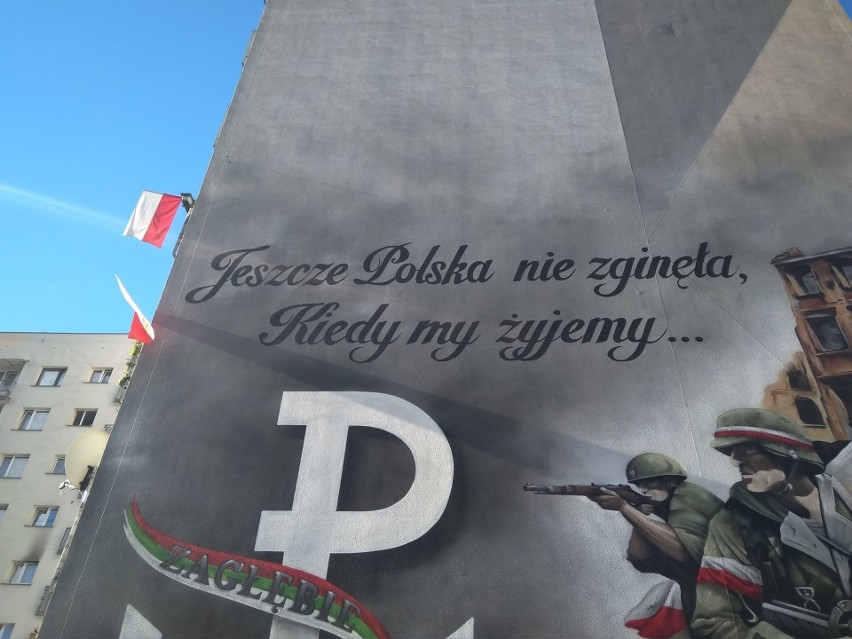 Sosnowiec: Kto zniszczył niepodległościowy mural na Środuli "Jeszcze Polska nie zginęła"?