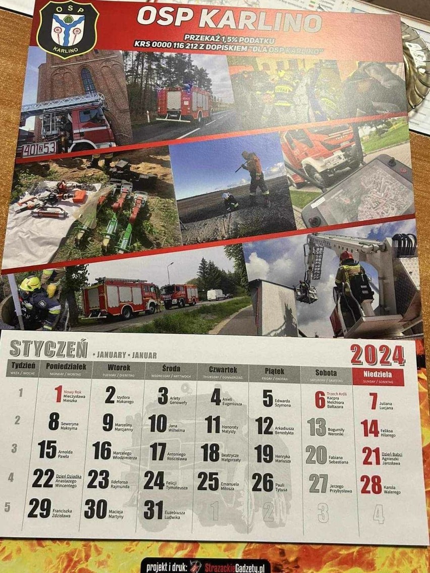 Kupując kalendarz można wesprzeć strażaków z OSP Karlino