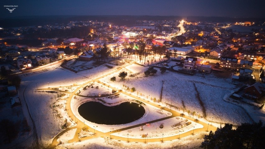 Luzino w zimowej szacie. Zdjęcia z drona