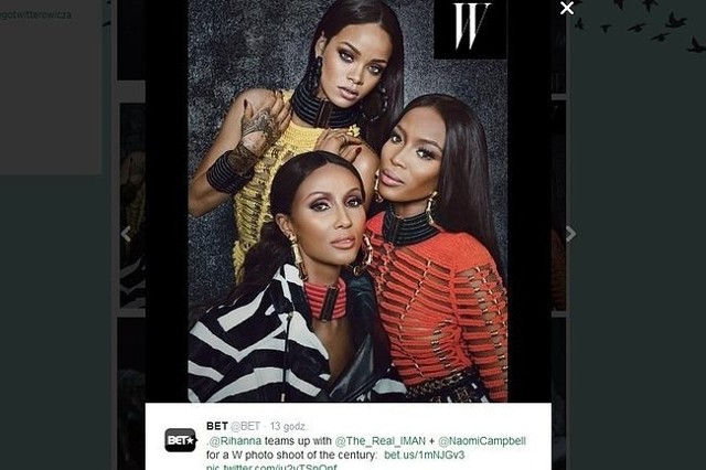 Rihanna, Naomi Campbell i Iman (fot. screen z Twitter.com)