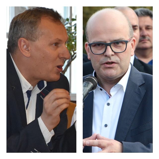 Z lewej: Sławomir Szymański, radny z PiS. Z prawej Maciej Glamowski, prezydent Grudziądza