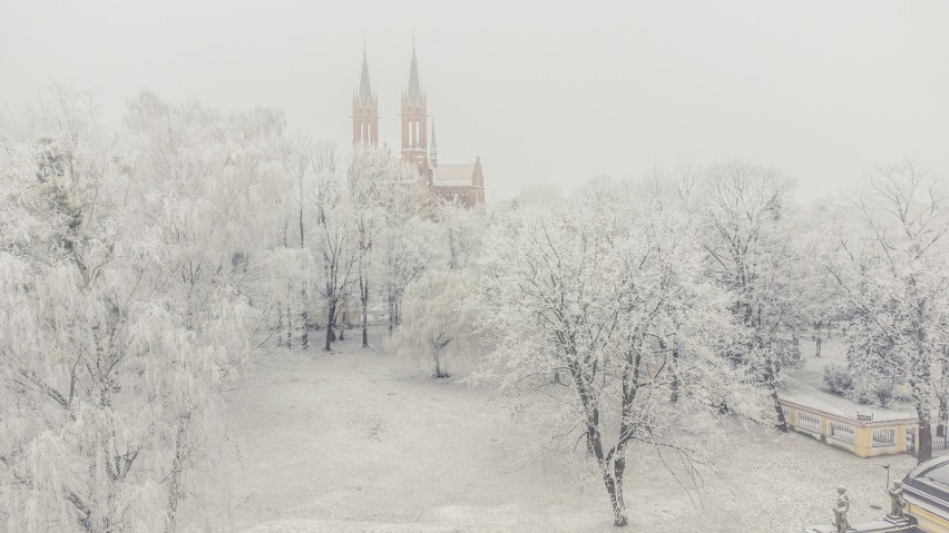 Białystok. Śnieg pokrył ogrody Pałacu Branickich. Zobacz, jak wygląda wizytówka Białegostoku po ataku zimy 14.12.2021 (zdjęcia)