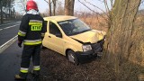 Wypadek pod Praszką. Fiat uderzył w drzewo - dwie osoby poszkodowane