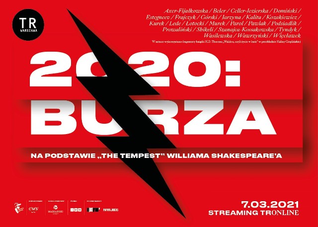 "2020: Burza" TR Warszawa w Małopolskim Ogrodzie Sztuki 7 marca o godz. 18.45