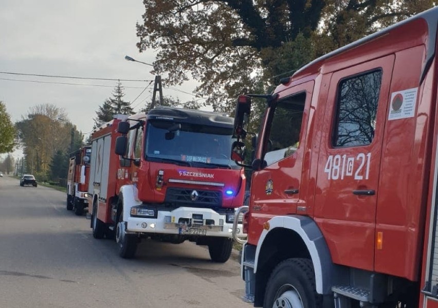 Pożar domu w Kończewicach w gminie Miłoradz. 8.11.2020 r. Na strachu się skończyło, ale strat nie udało się uniknąć