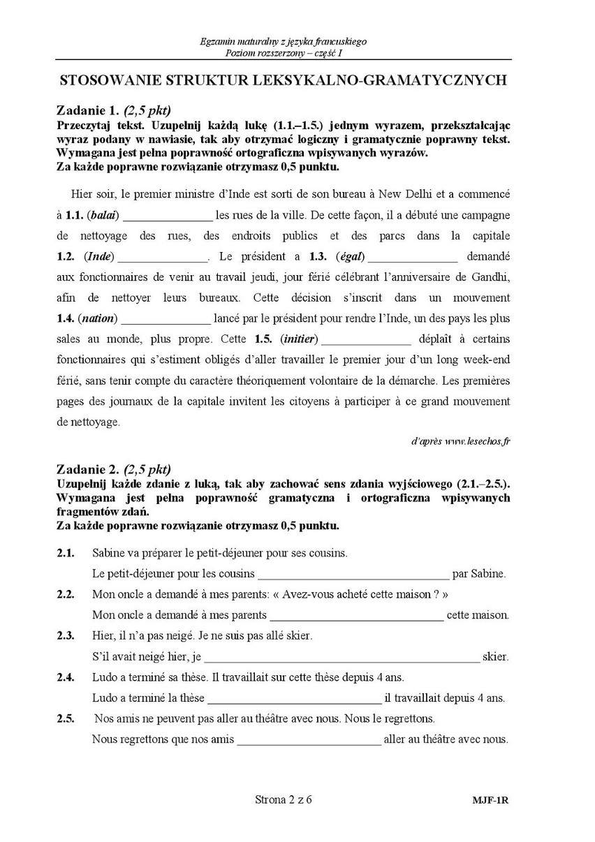 Stara matura 2016: Język FRANCUSKI rozszerzenie [ODPOWIEDZI,...