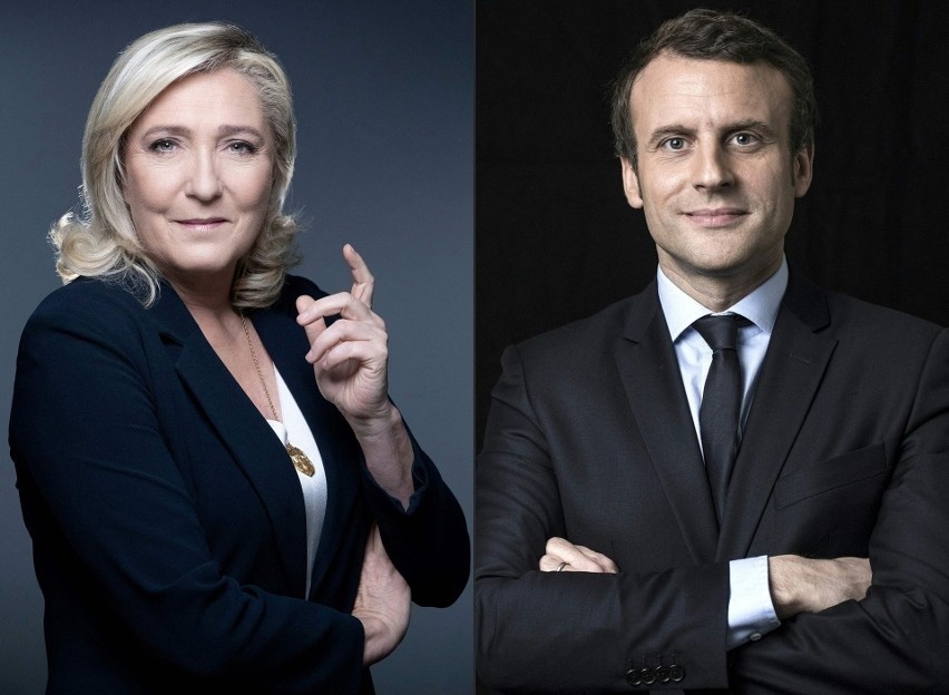 Urzędujący prezydent Emmanuel Macron i Marine Le Pen...