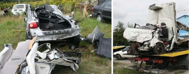 Tyle zostało z aut po tragicznym zderzeniu.