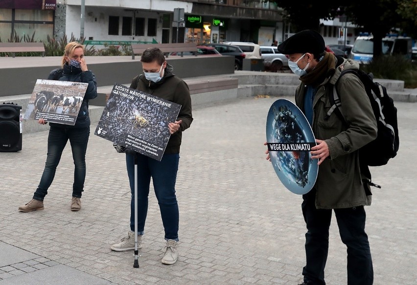 Protest w Szczecinie: Wege dla klimatu. Aktywiści zwracają uwagę na skutki przemysłowej hodowli zwierząt