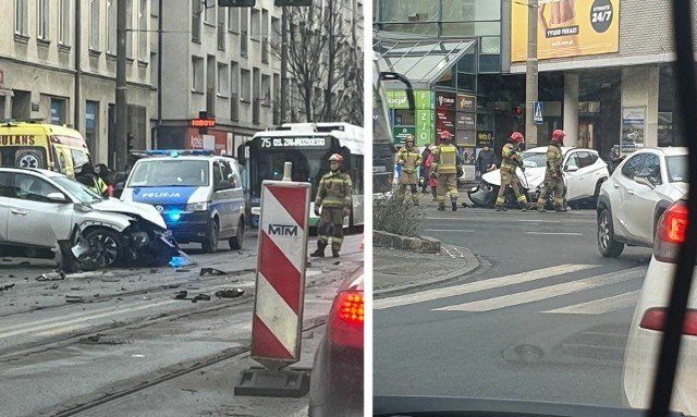 Zderzenie dwóch samochodów osobowych w Szczecinie
