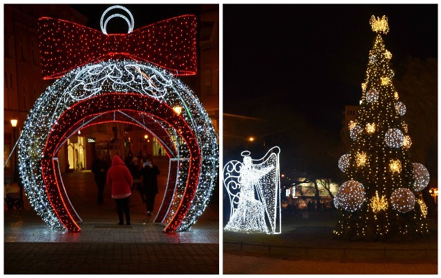 Iluminacje świąteczne w Zielonej Górze (z lewej) i w Gorzowie.