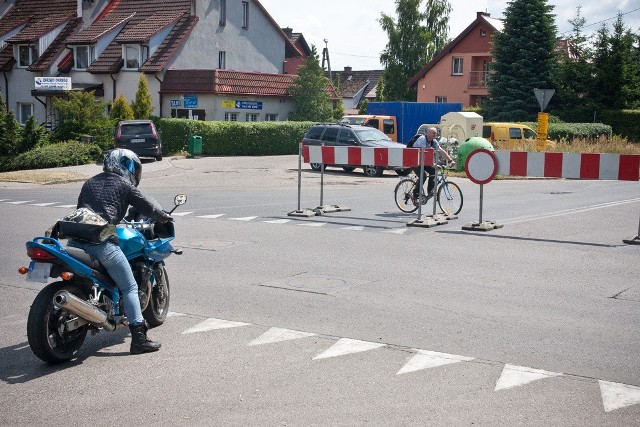 Zamknięta ul. Chrobrego w Słupsku.