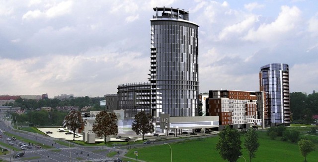 Widok na Capital Towers od strony Urzędu Skarbowego przy ul. Podwisłocze.