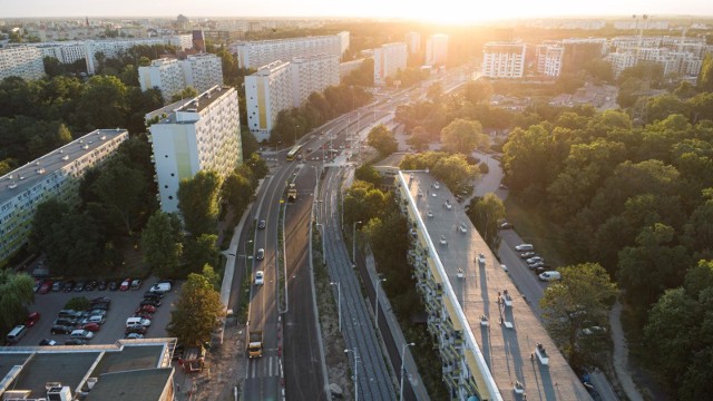 Budowa linii tramwajowej na Popowice z lotu ptaka 26.07.2022